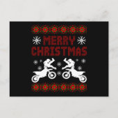 メリークリスマスバイクもしくは自転車に乗る人モトクロスオートバイギフト ポストカード (正面)