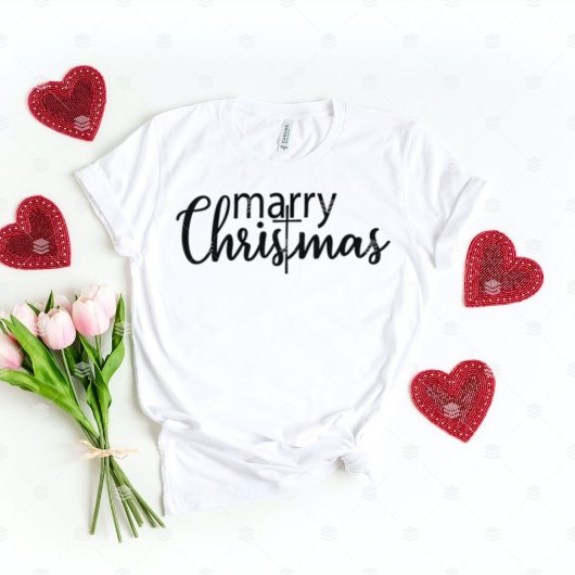 メリークリスマスバイブマクリスチャン十字女 Tシャツ
