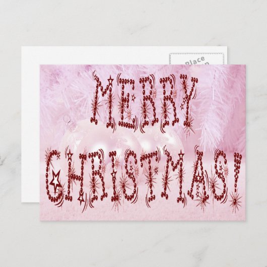 メリークリスマスバウブルアンドスターズフォント シーズンポストカード (正面/裏面)