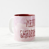 メリークリスマスバウブルアンドスターズフォント ツートーンマグカップ (正面左)