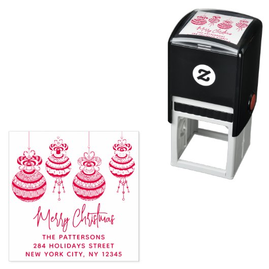 メリークリスマスバウブルズファミリーネーム差出人住所 セルフインキングスタンプ (インサイチュ)