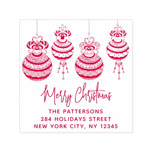 メリークリスマスバウブルズファミリーネーム差出人住所 セルフインキングスタンプ (デザイン)