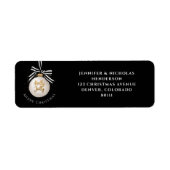 メリークリスマスバウブルブラック&ホワイトアドレス ラベル (正面)