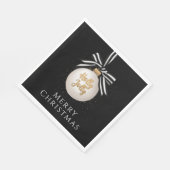 メリークリスマスバウブルブラック&ホワイト スタンダードランチョンナプキン (角)