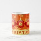 メリークリスマスバウブルレッド金ゴールドオーナメント コーヒーマグカップ (中央)