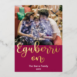 メリークリスマスバスク語の上のエグベリ 箔シーズンカード