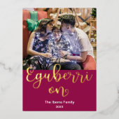 メリークリスマスバスク語の上のエグベリ 箔シーズンカード (正面)