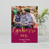 メリークリスマスバスク語の上のエグベリ 箔シーズンカード (立ち正面)