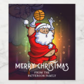 メリークリスマスバスケットボールサンタパーソナライズされた ワインラベル (シングルラベル)