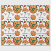 メリークリスマスバスケットボールサンタ ラッピングペーパー (フラット)