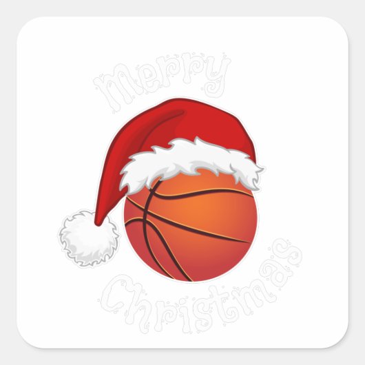 メリークリスマスバスケットボールスポーツファンSanta hat スクエアシール (正面)