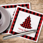 メリークリスマスバッファローチェックパターンカスタム スタンダードカクテルナプキン