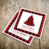 メリークリスマスバッファローチェックパターンカスタム スタンダードカクテルナプキン