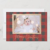 メリークリスマスバッファローチェック写真ホリデーカード シーズンカード (正面)
