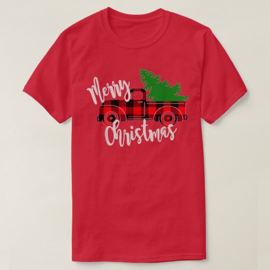 メリークリスマスバッファロートラックツリーレッドプレイド3 Tシャツ (デザイン正面)