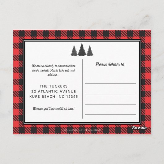 メリークリスマスバッファロープレイドの動く発表 ポストカード (裏面)