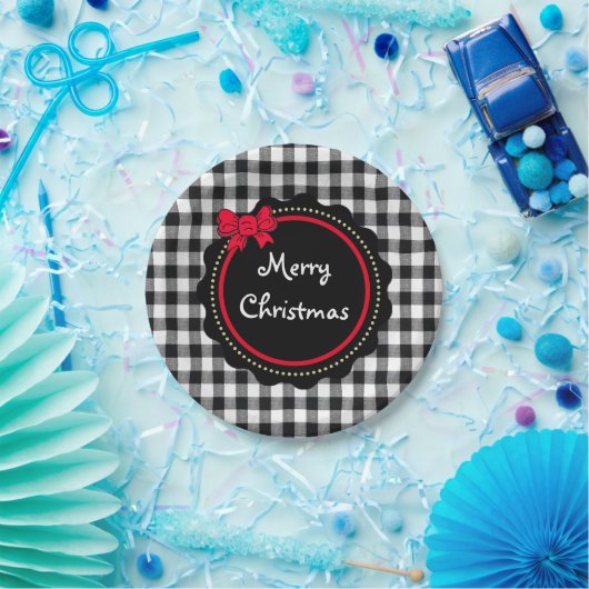 メリークリスマスバッファロープレイドカントリースタイル ペーパープレート (パーティー)