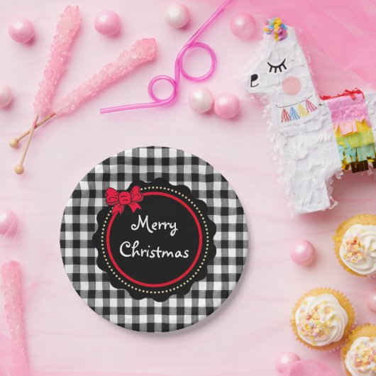 メリークリスマスバッファロープレイドカントリースタイル ペーパープレート (パーティー)