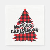 メリークリスマスバッファロープレイドクリスマスツリー スタンダードランチョンナプキン (正面)