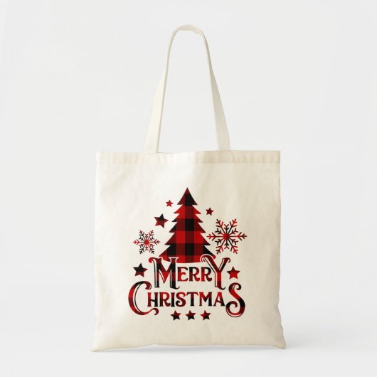 メリークリスマスバッファロープレイドクリスマス トートバッグ (正面)