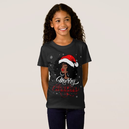 メリークリスマスバッファロープレイドサンタアフロアメリカン Tシャツ (正面フル)