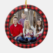メリークリスマスバッファロープレイドフォトクリスマス セラミックオーナメント (裏面)