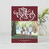 メリークリスマスバッファロープレイドフォトコラージュ シーズンカード (スタンド正面)