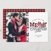 メリークリスマスバッファロープレイドフォトホリデーカード シーズンカード (正面/裏面)