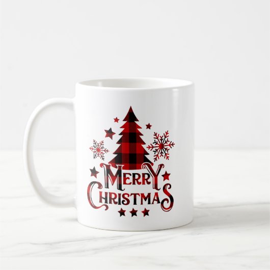 メリークリスマスバッファロープレイドホリデー コーヒーマグカップ (左)