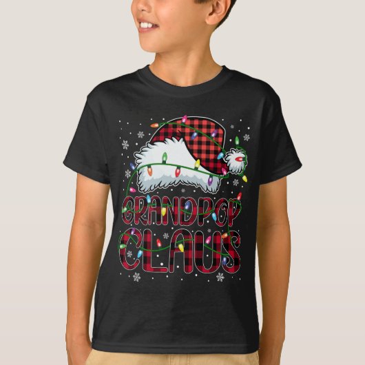 メリークリスマスバッファロープレイドレッドサンタハットグランプ Tシャツ (正面)