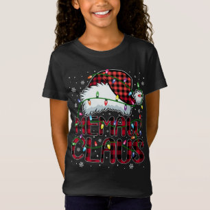 メリークリスマスバッファロープレイドレッドサンタハットミュー Tシャツ