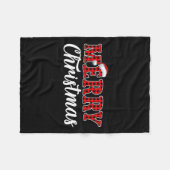 メリークリスマスバッファロープレイドレッドサンタファミリーマット フリースブランケット (正面(横))