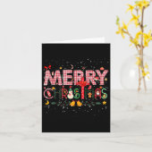 メリークリスマスバッファロープレイドレッドサンタファミリーXma カード (黄色い花)