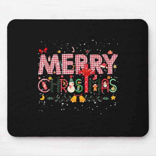 メリークリスマスバッファロープレイドレッドサンタファミリーXma マウスパッド (正面)
