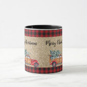 メリークリスマスバッファロープレイドヴィンテージトラックツリー マグカップ (中央)
