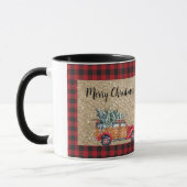 メリークリスマスバッファロープレイドヴィンテージトラックツリー マグカップ (左)