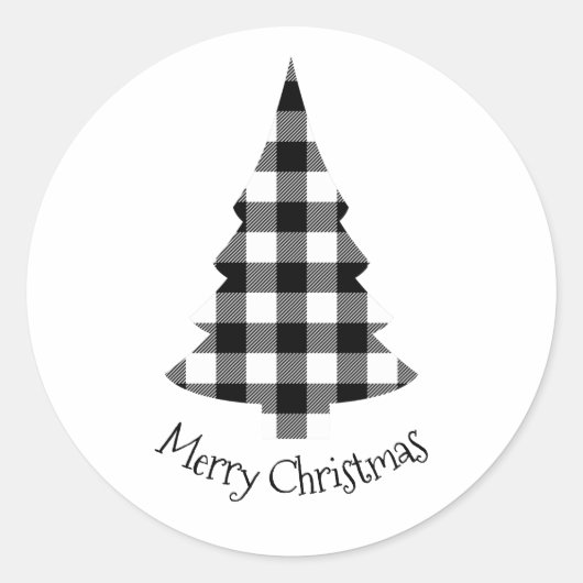 メリークリスマスバッファロープレイド素朴クリスマス ラウンドシール (正面)