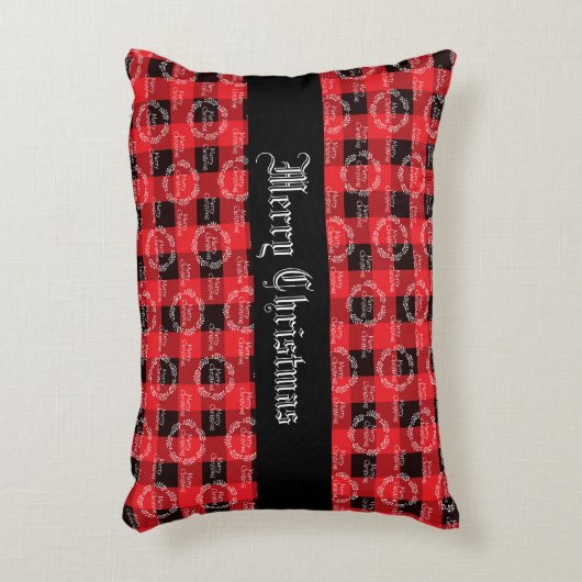 メリークリスマスバッファロープレイド アクセントクッション (正面(垂直))