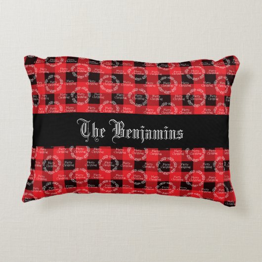 メリークリスマスバッファロープレイド アクセントクッション (裏面)