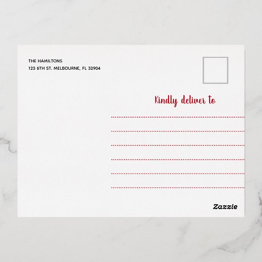 メリークリスマスバッファローレッドプレイド 箔シーズンポストカード (裏面)