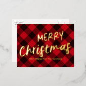 メリークリスマスバッファローレッドプレイド 箔シーズンポストカード (正面/裏面)