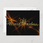 メリークリスマスバナーオンブラック – 休日 シーズンポストカード (正面/裏面)