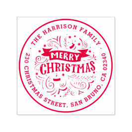 メリークリスマスバナーラウンド名&差出人住所 セルフインキングスタンプ