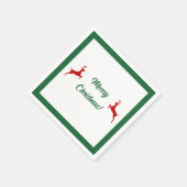 メリークリスマスバナー赤トナカイ スタンダードカクテルナプキン (角)