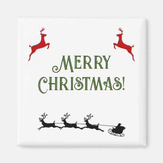 メリークリスマスバナー赤トナカイ マグネット (正面)