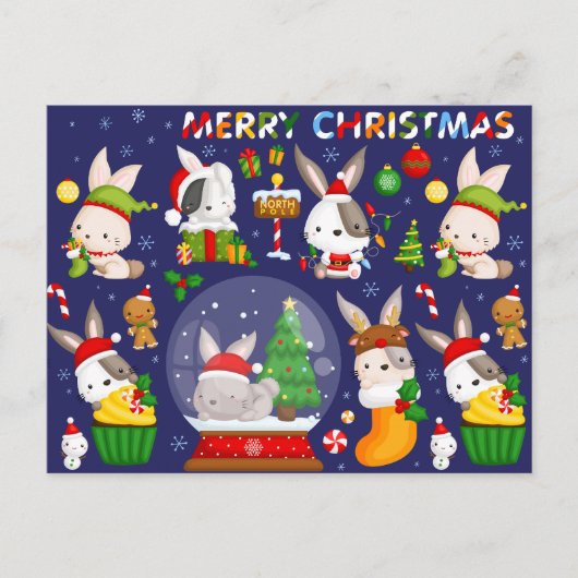 メリークリスマスバニー葉書 ポストカード (正面)