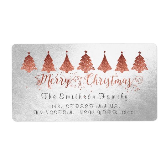メリークリスマスバラピンク金ゴールドシルバーアドレス ラベル (正面)