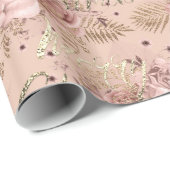 メリークリスマスバラ金ゴールドグリッタースクリプトフローラ ラッピングペーパー (ロールコーナー)