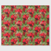 メリークリスマスバラ金ゴールドグリッタースクリプトレッドグリーン ラッピングペーパー (フラット)