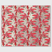 メリークリスマスバラ金ゴールドグリッタースクリプトレッドフローラ ラッピングペーパー (フラット)